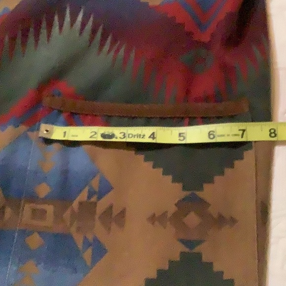 Vintage Jones New York Sport Aztec Western Print Open Front Coat Brushed Denim - Picture 10 of 16